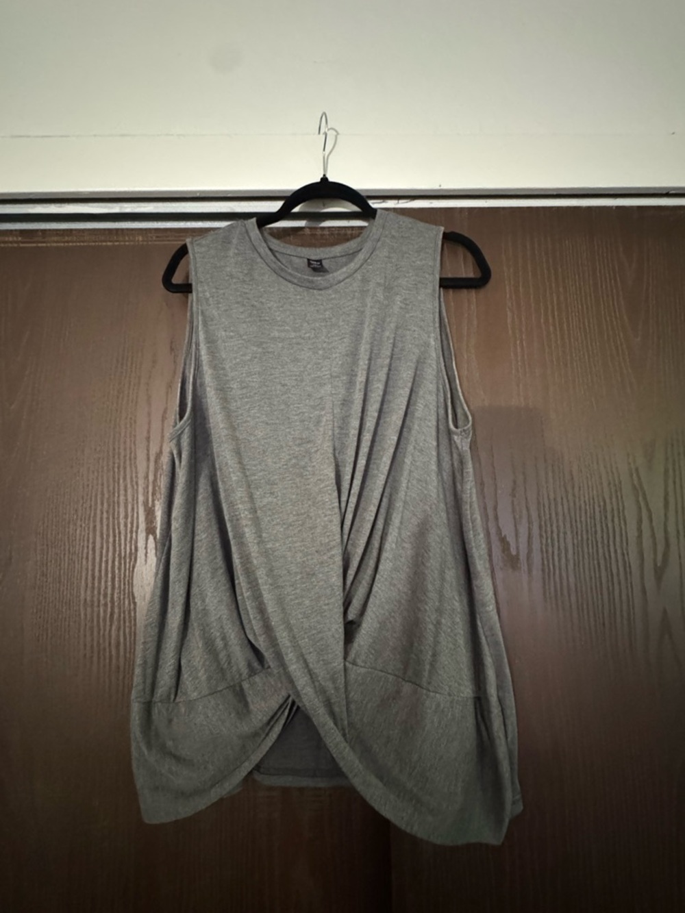 SHEIN Gray Twist-Front Sleeveless Top